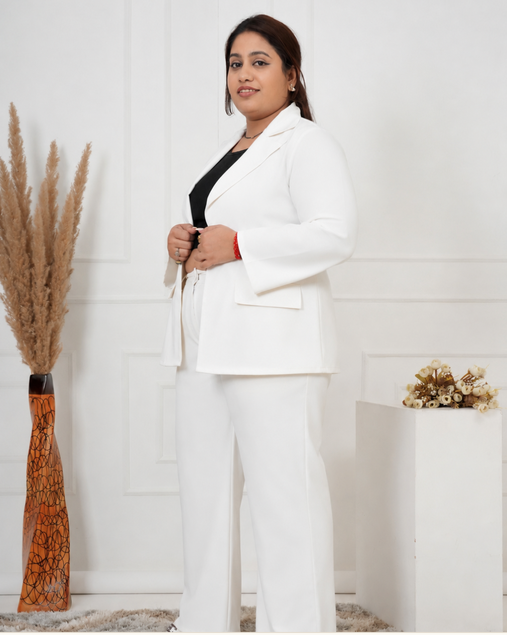 Ivory White Curve boss blazer set (Wear it. Carry it. Go.)