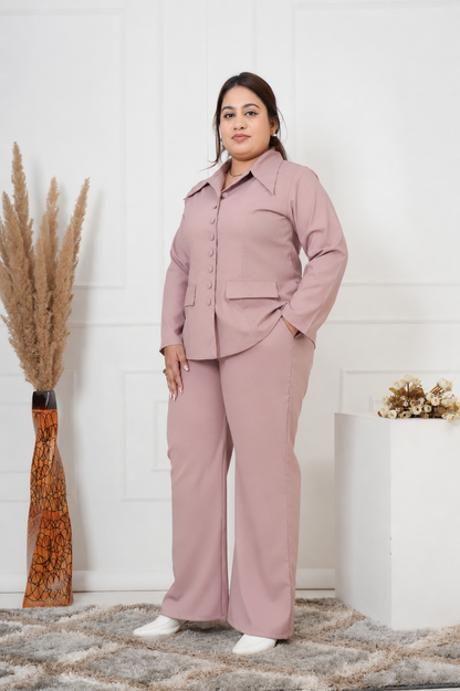 Ivory Luxe Power Suit – Plus Size Blazer & Wide-Leg Pants Set
