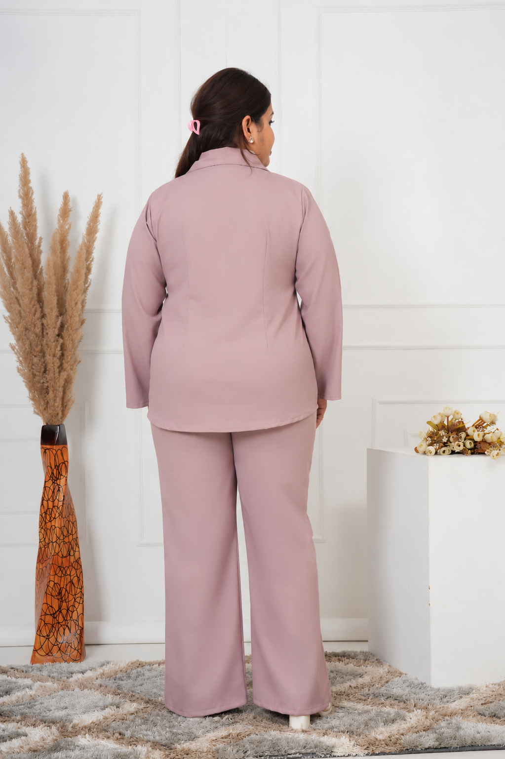 Ivory Luxe Power Suit – Plus Size Blazer & Wide-Leg Pants Set