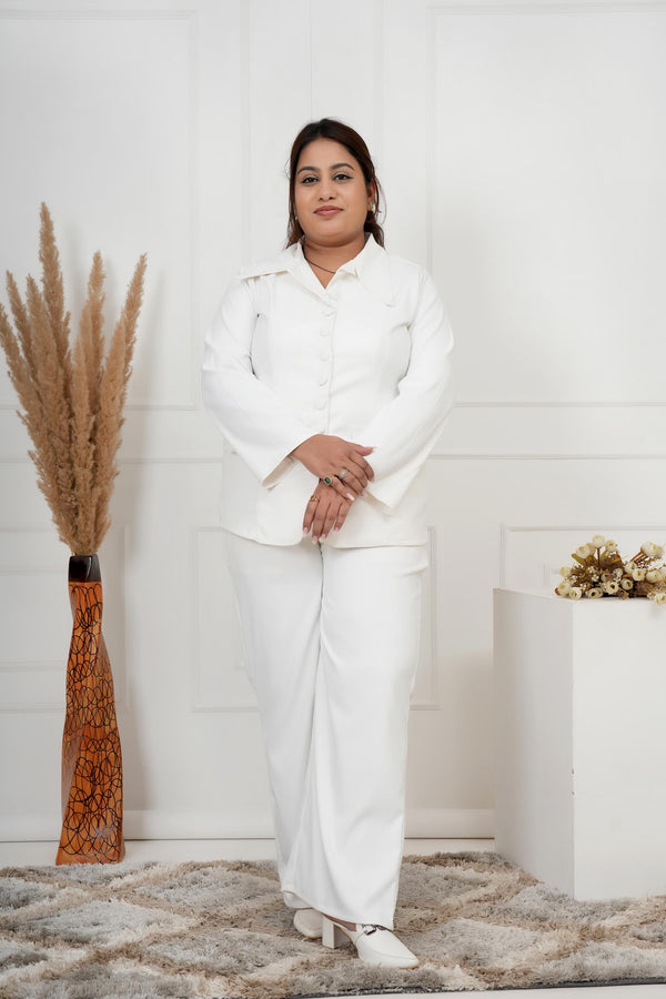 Ivory Luxe Power Suit – Plus Size Blazer & Wide-Leg Pants Set