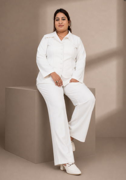 Ivory Luxe Power Suit – Plus Size Blazer & Wide-Leg Pants Set