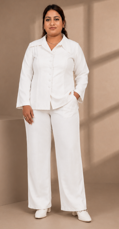 Ivory Luxe Power Suit – Plus Size Blazer & Wide-Leg Pants Set